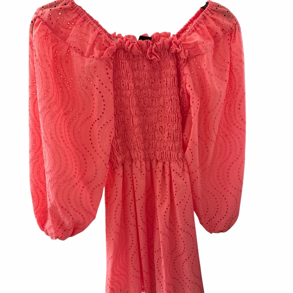 Women's Coral Eyelet Off-Shoulder dress